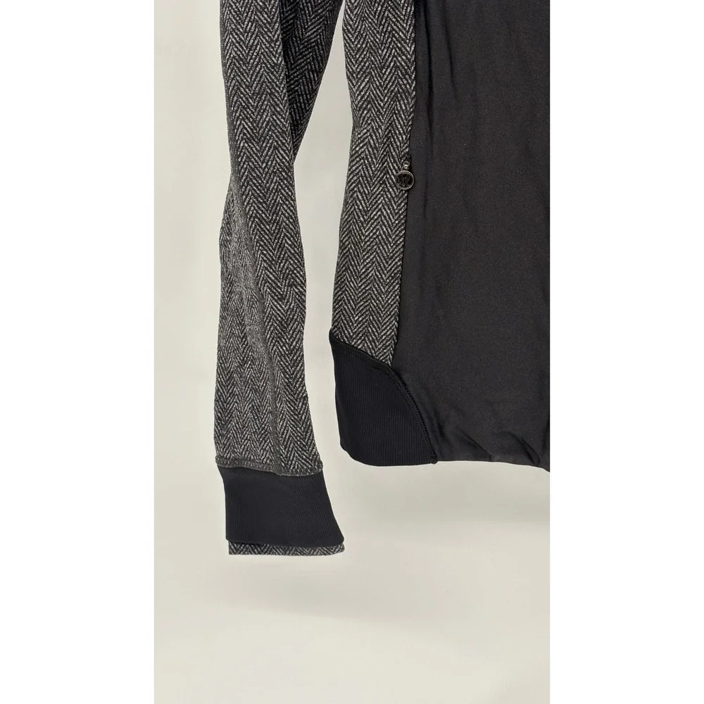 Lululemon Jacket Emerge Renewed Women Size 6 Gray Black Full Zip Moto Style Luon